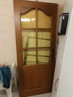 Volle houten deur met gelig gekleurd glas, Ophalen, Glas