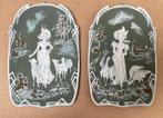 Koppel porcelainen wandpanelen art nouveau, Antiek en Kunst, Ophalen of Verzenden
