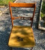 6 vintage stoelen kerselaar/oker (1 zonder zitvlak), Ophalen