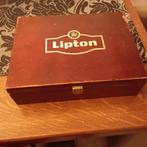 vintage houten lipton theedoos, Ophalen, Gebruikt