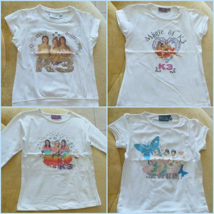 Originele T-shirts K3 + Gratis t-shirt, maten 98, 116, 122, Verzamelen, Kleding en Patronen, Zo goed als nieuw, Shirt, Ophalen of Verzenden
