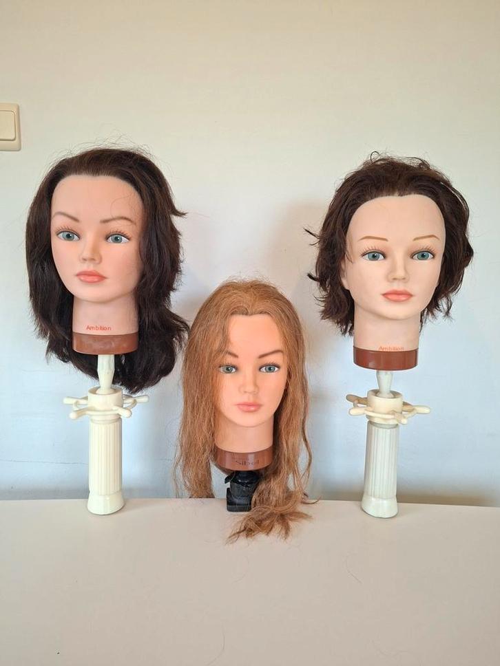 3 kapppershoofden echt haar Sibel en Ambition, Hobby en Vrije tijd, Cursusmateriaal, Zo goed als nieuw, Ophalen of Verzenden