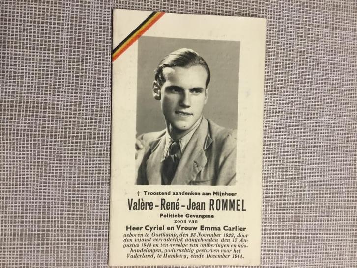 Oorlogsslachtoffer V.Rommel Oostkamp +Hamburg 1944 WOII, Verzamelen, Bidprentjes en Rouwkaarten, Bidprentje, Verzenden