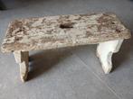 Brocante - krukje, laag bankje - hout, Huis en Inrichting, Krukjes, Ophalen, Gebruikt, Hout