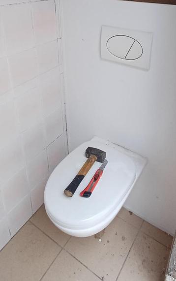 Linie toiletset :hangtoilet ,inbouwreservoir en bedieningspa beschikbaar voor biedingen