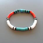 Bracelet amérindien homme ou femme turquoises, corail, nacre, Enlèvement ou Envoi, Avec pierre précieuse, Orange, Neuf