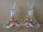 Curiosa glazen oliekarafjes olie- en azijnstel 14cm vintage, Antiek en Kunst, Ophalen of Verzenden