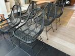 5 zwarte rieten stoelen, Huis en Inrichting, Stoelen, Gebruikt, Zwart, Riet of Rotan, Ophalen of Verzenden