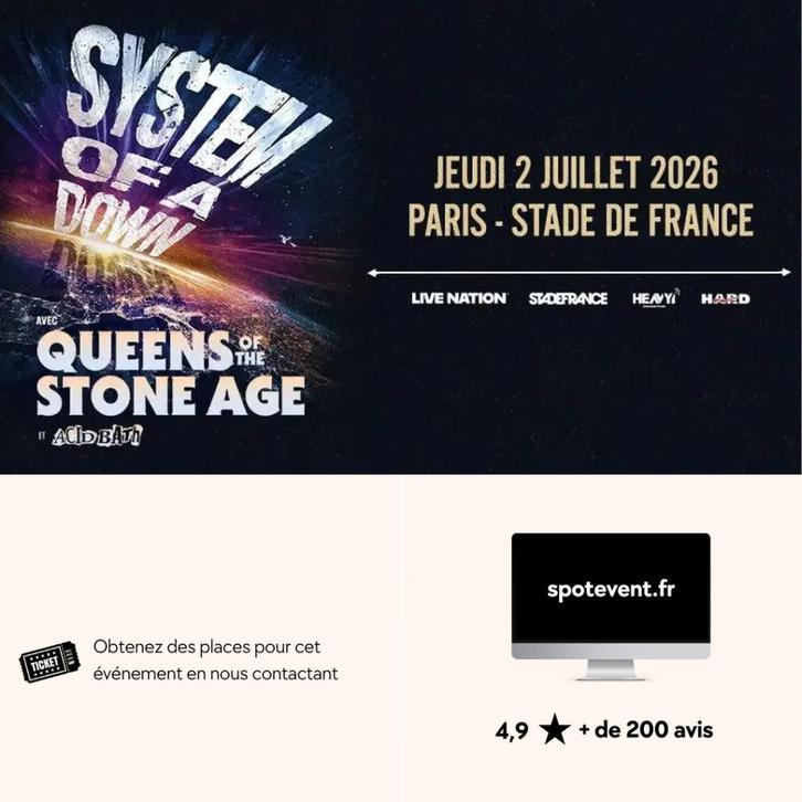 System of a down - Stade de France - Paris, Tickets en Kaartjes, Concerten | Dance