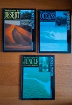 3 livres: désert, océan, jungle.