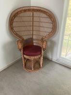vintage rotan zetel pauw, Huis en Inrichting, Stoelen, Ophalen, Gebruikt, Overige kleuren, Riet of Rotan
