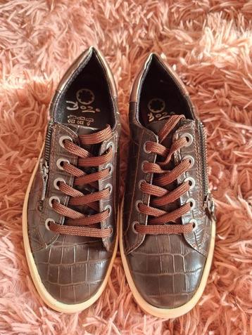 Dozo Leren Sneakers Bruin Kroko-print Rits Maat 37  beschikbaar voor biedingen