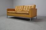 Florence Knoll two-seater sofa in mustard yellow leather, Ophalen, Gebruikt, Leer