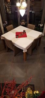 4 lederen stoelen, kunnen ook als makkelijke zetel gebruikt, Huis en Inrichting, Ophalen, Bruin, Leer, Zo goed als nieuw