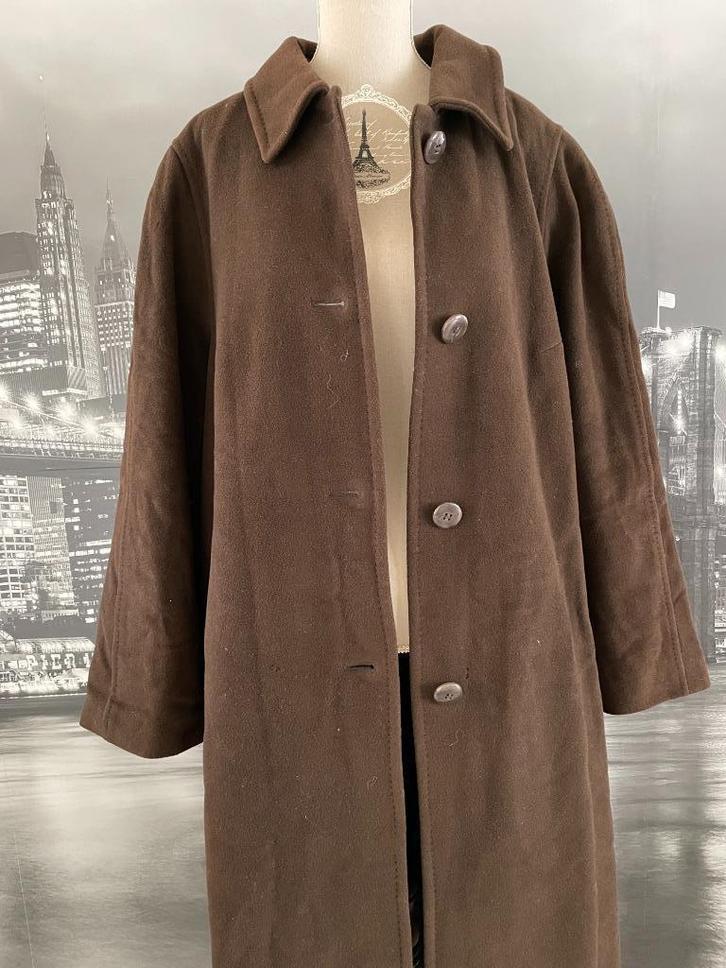 lange bruine mantel (losse kap) wol - cashmere - maat 46, Kleding | Dames, Jassen | Winter, Zo goed als nieuw, Maat 46/48 (XL) of groter
