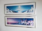 2 fotolijsten incl. poster Griekenland, Santorini - 90x33 cm, Ophalen, Met lijst, Deurposter of groter, Rechthoekig Liggend