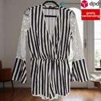 Playsuit gestreept met kanten mouw S, Kleding | Dames, Jumpsuits, Verzenden, Wit, Nieuw, Emmash paris