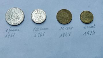 4 Franse munten uit de jaren 60 beschikbaar voor biedingen