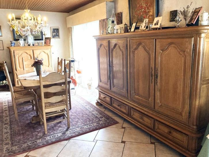 Massieve eikenhouten eetplaats te koop, Huis en Inrichting, Complete eetkamers, Zo goed als nieuw, 4 tot 6 stoelen, Ophalen