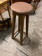 Tabouret de bar en bois et velours rose, Gebruikt, Hout, Ophalen