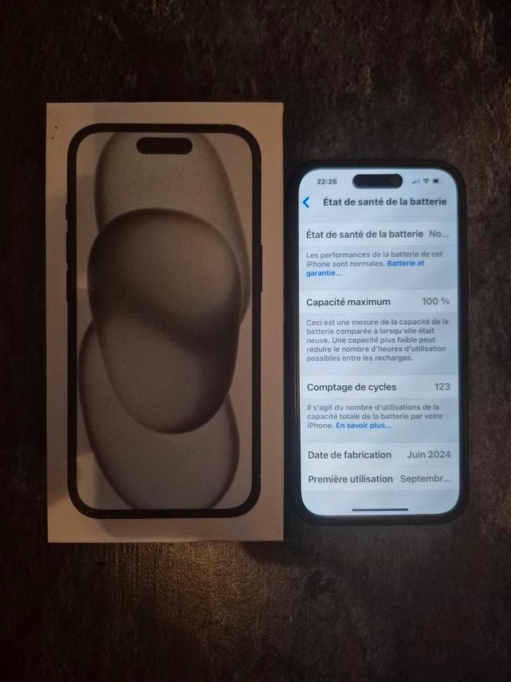 IPHONE 15 ZWART 100% BATTERIJ, Telecommunicatie, Mobiele telefoons | Apple iPhone, Nieuw, 128 GB, iPhone 15, Zwart, Ophalen