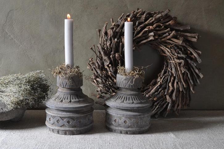 Houten kandelaar met snijwerk "Luksa Home Collection", Huis en Inrichting, Woonaccessoires | Kandelaars en Kaarsen, Nieuw, Kandelaar