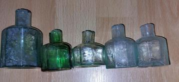 inktpotjes scheurlip octagon antiek glas ww1 beschikbaar voor biedingen