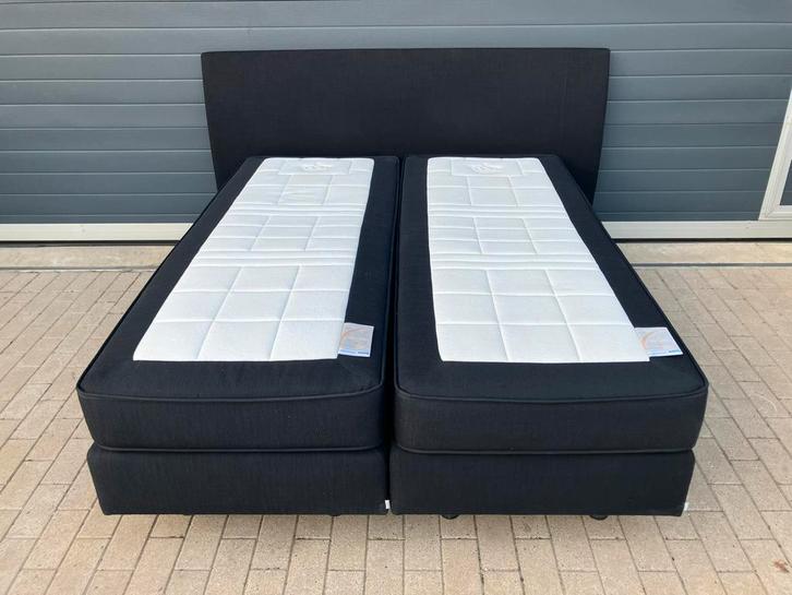 Zwart Auping Boxspring 160x200 incl matrassen in Topstaat!, Huis en Inrichting, Slaapkamer | Boxsprings, Ophalen of Verzenden