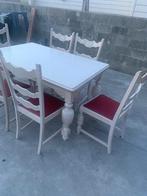 Tafel en 6 stoelen, Huis en Inrichting, Keuken | Keukenelementen, Ophalen, Gebruikt, Wit, 50 tot 100 cm