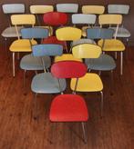 Formica Stoelen / Geel Bauw Rood Bruin Wit Lichtgrijs, Huis en Inrichting, Ophalen, Zo goed als nieuw, Metaal, Vintage / Jaren 60