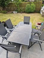 Tuintafel met 6 tuinstoelen, Ophalen, Gebruikt, 6 zitplaatsen, Aluminium