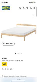 Neiden Ikea bed twijfelaar MET lattenbodem, Huis en Inrichting, Slaapkamer | Bedden, 190 cm of minder, Beige, 140 cm, Zo goed als nieuw