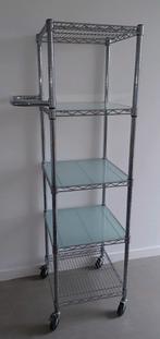 Inox rek op wieltjes, Huis en Inrichting, Kasten | Stellingkasten, Ophalen, Gebruikt