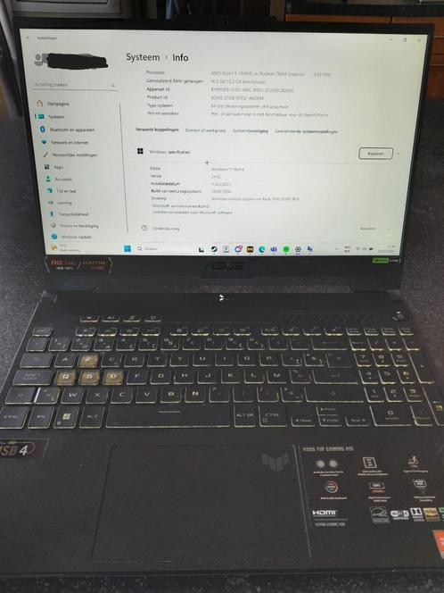 IS VERKOCHT - laptop ASUS TUF gaming, Computers en Software, Windows Laptops, Zo goed als nieuw, 4 Ghz of meer, Azerty, Gaming