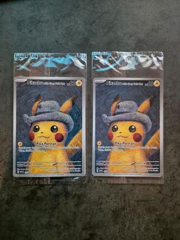 2x Pikachu With Grey Felt Hat Van Gogh Sealed Mint beschikbaar voor biedingen