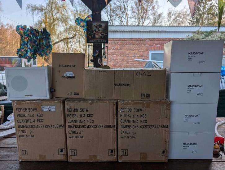 Professionele horeca geluidsinstallatie Majorcom speakers, Zakelijke goederen, Horeca | Overige, Ophalen of Verzenden