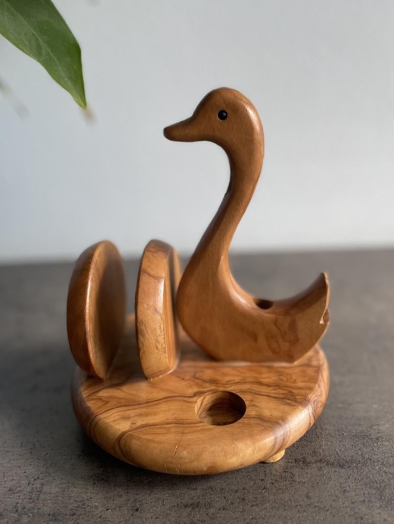 Vintage handgesneden aperitiefset uit olijfhout, Ophalen