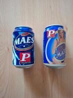 2 lege bierblikjes Maes P magazine uitvoering, Ophalen of Verzenden, Gebruikt, Verpakking