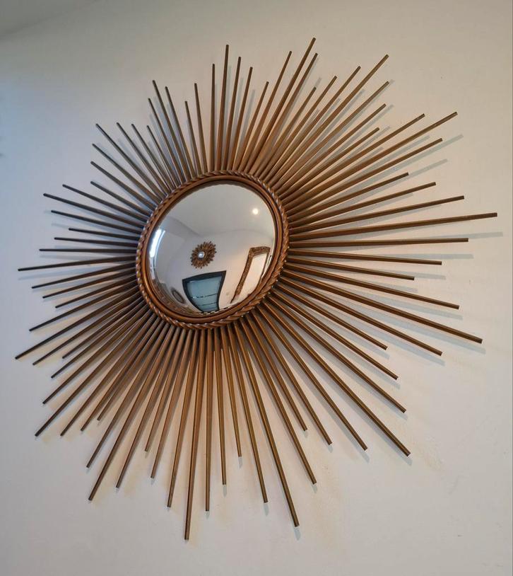 Miroir soleil 83cm signé chaty vallauris 1960 convexe, Antiquités & Art, Antiquités | Miroirs, Enlèvement ou Envoi