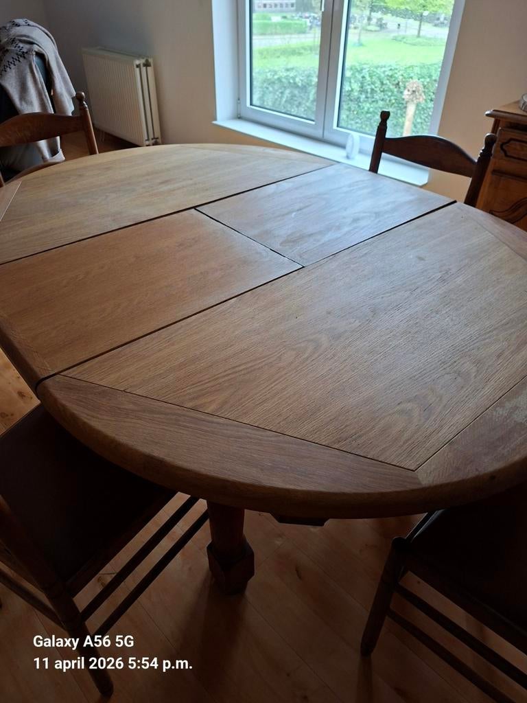 Eiken tafel met 4 stoelen, Huis en Inrichting, Ophalen