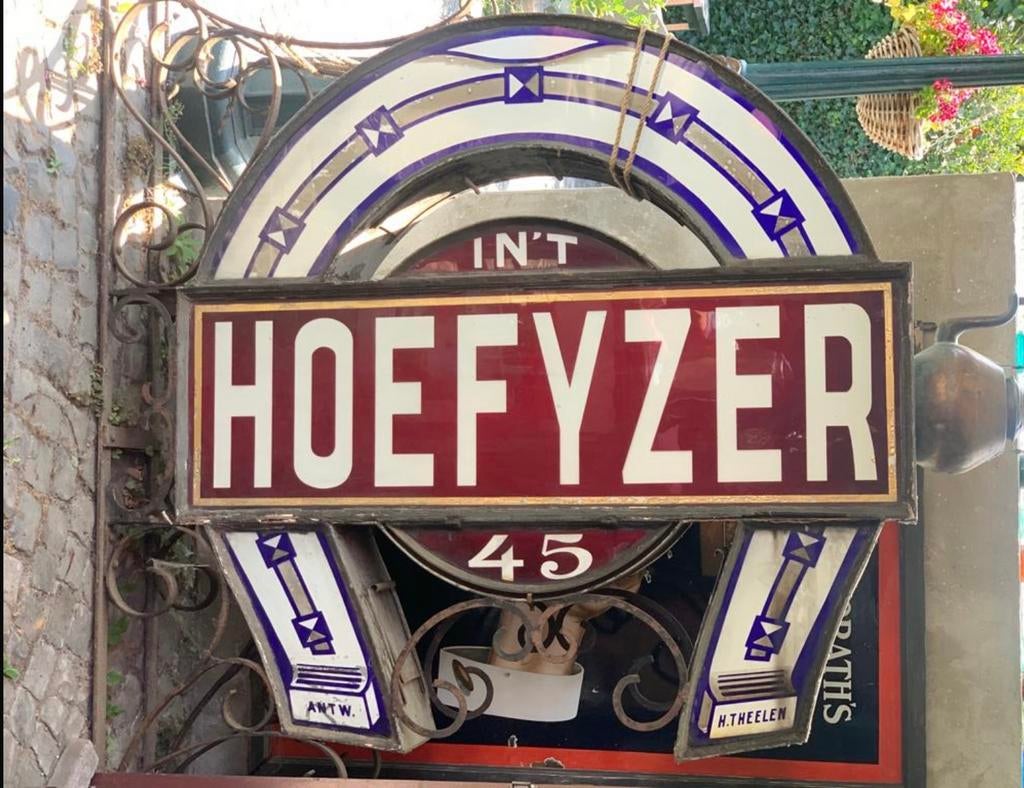 Zeer oud zeer grote lichtbak BROUWERIJ  in Berlaar, Collections, Marques de bière, Utilisé, Panneau, Plaque ou Plaquette publicitaire