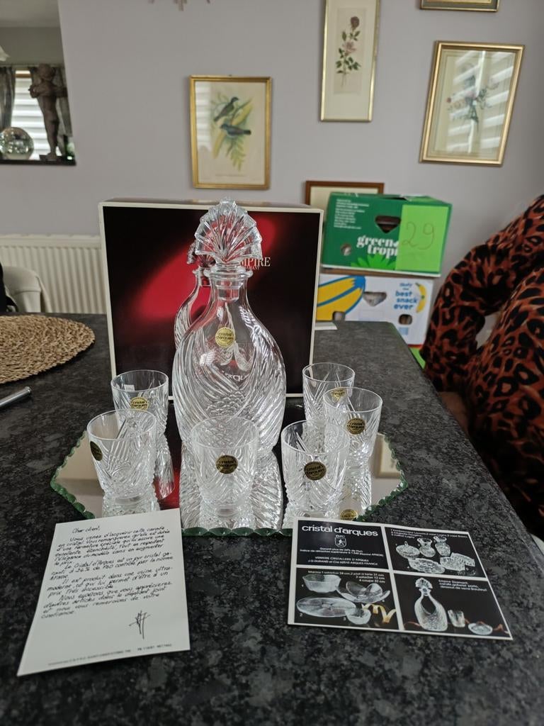 Splendide service à whisky Empire en cristal d'Arques neuf