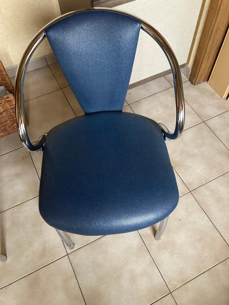 keukenstoelen, Maison & Meubles, Chaises, Enlèvement, Comme neuf, Bleu, Quatre