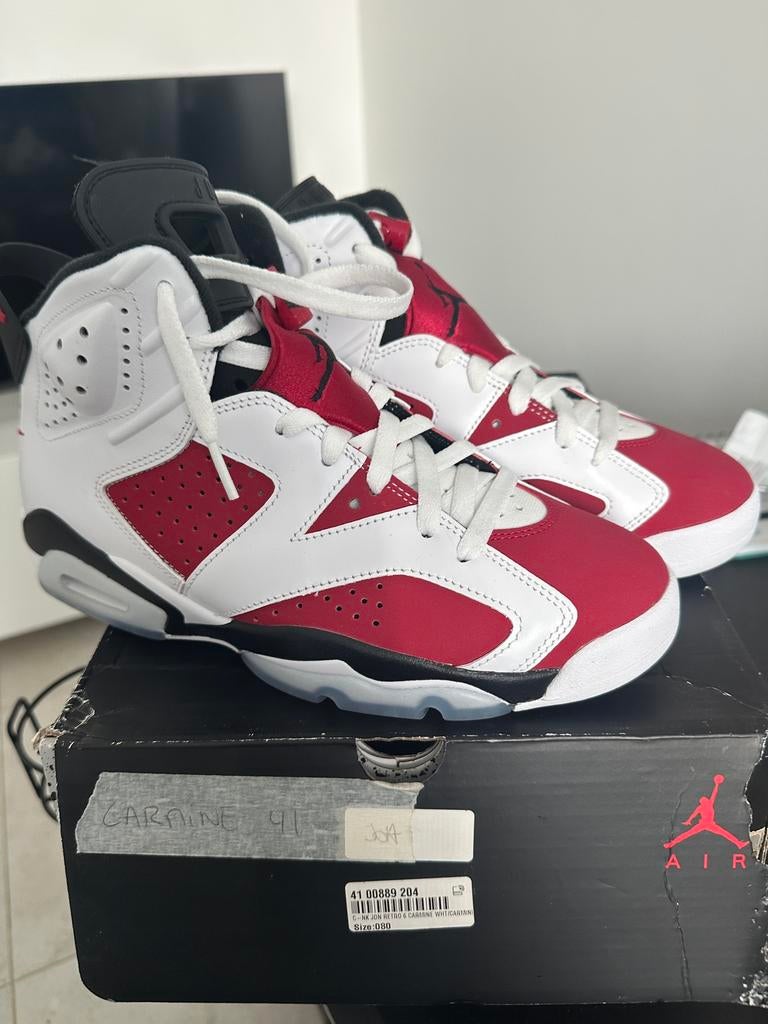 Jordan 6 retro carmine taille 41, Sports & Fitness, Basket, Enlèvement ou Envoi, Comme neuf
