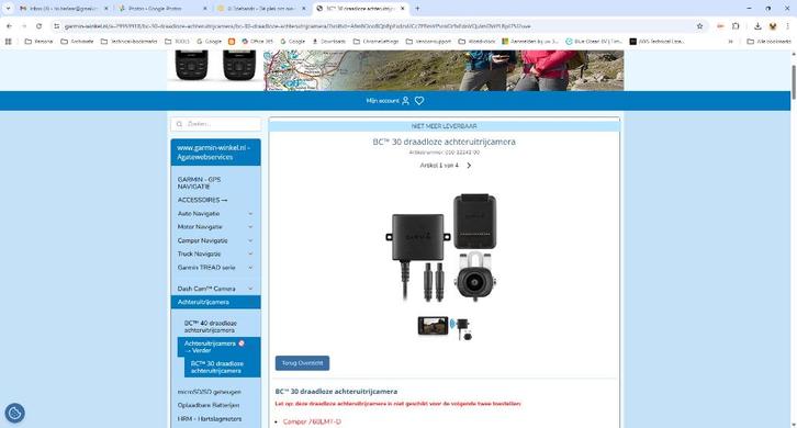Navigatie Garmin backup camera type BC 30, Autos : Divers, Navigation de voiture, Comme neuf, Enlèvement