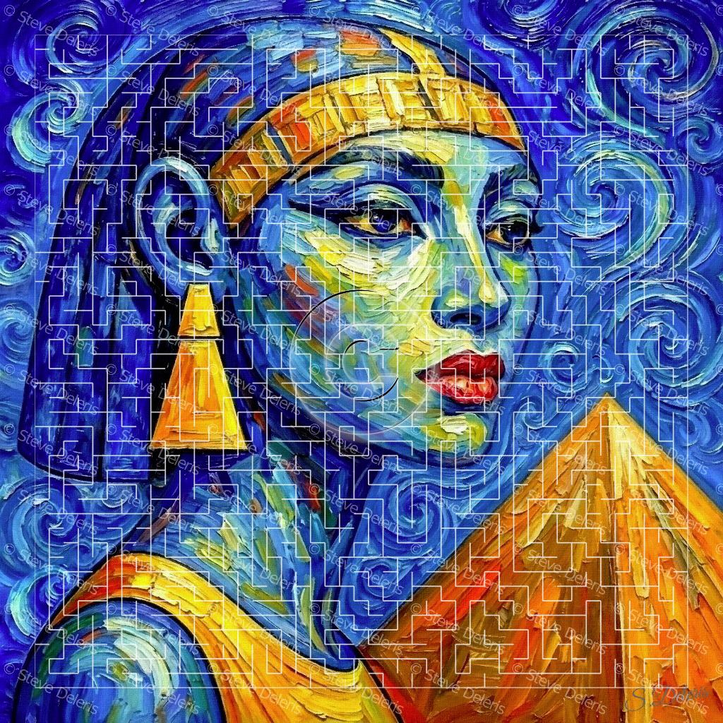 Peinture sur toile Egyptia / Façon Van Gogh (60x60cm ), Envoi