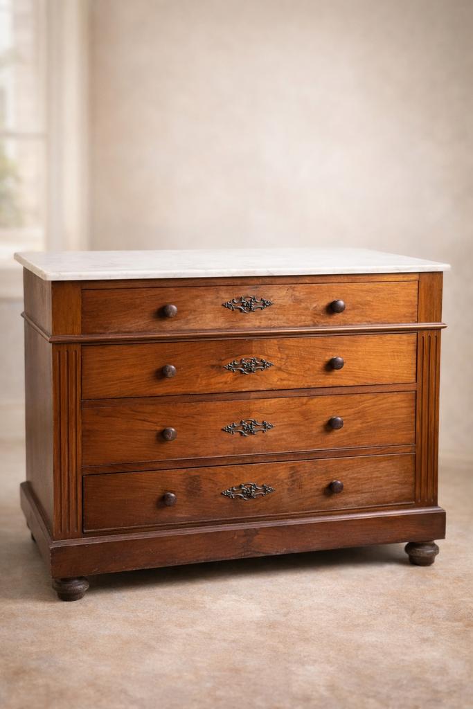 Elegante ladekast in klassieke stijl, van massief hout, Huis en Inrichting, Kasten | Ladekasten, Gebruikt, Metaal, Overige materialen