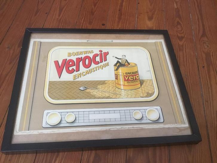 Oud Hollands reclame karton voor Verocir boenwas., Verzamelen, Merken en Reclamevoorwerpen, Ophalen of Verzenden