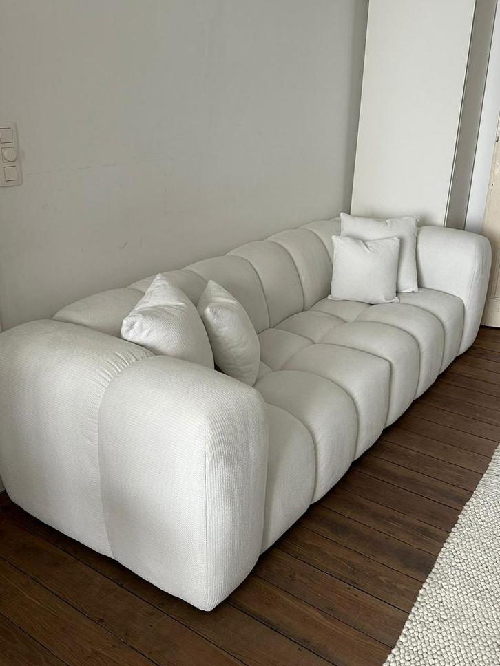 Witte zetel 260cm * 100cm, Huis en Inrichting, Zetels | Zetels en Chaises Longues, Zo goed als nieuw, Driepersoons, 250 tot 300 cm