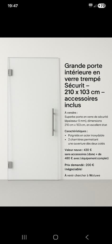 Om in beslag te nemen: designdeur van gehard glas met beveil, Ophalen